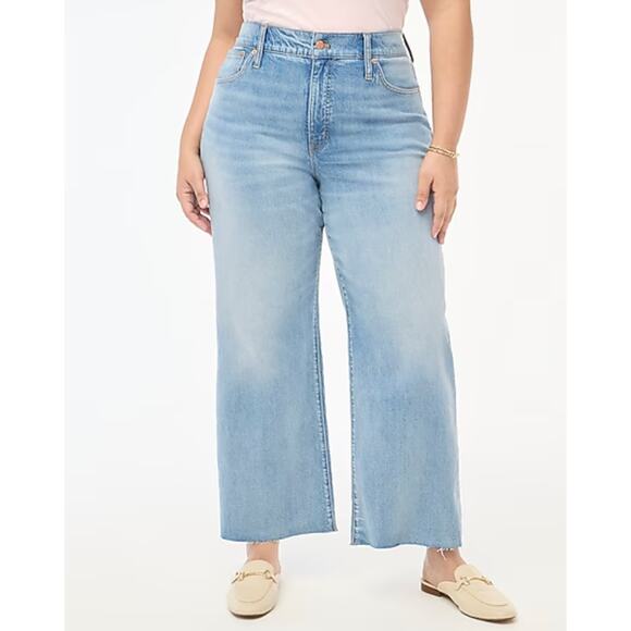 NWT J. CREW Tall Wide Leg Crop Jean All-Day Stretch Storm Wash 28 Tall - Picture 1 of 7